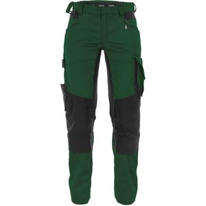 Dassy Dynax Women Werkbroek met stretch en kniezakken voor dames Flessengroen/Zwart maat 46