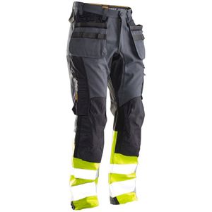 Jobman 2134 Hi-Vis Stretch Trousers Core Hp Grijs/Geel maat D088