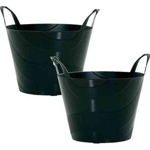 2x Stuks Flexibele Emmer/Wasmand/Kuip Zwart 45 Liter - Opbergmanden - Wasmanden - Flexibele Emmers
