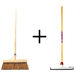 Synx Tools Coco Binnenbezem 30cm + Vloertrekker Kunststof 35cm met Ste