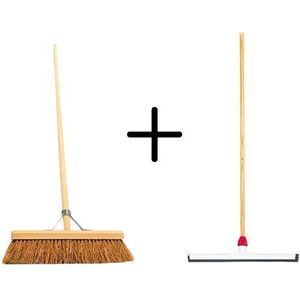 Synx Tools Coco Binnenbezem 40cm + Vloertrekker Kunststof 45cm met Ste