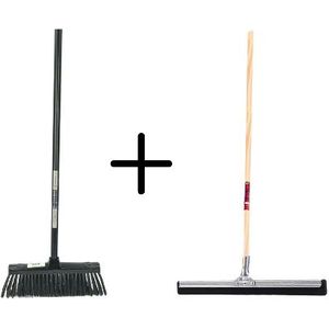 Synx Tools Binnenbezem Zwart + Vloertrekker 45cm met Steel 150cm - Kam
