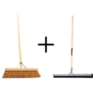 Synx Tools Coco Binnenbezem 40cm + Vloertrekker 60cm met Steel 150cm -