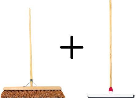 Synx Tools Coco Binnenbezem 60cm + Vloertrekker Kunststof 45cm met Ste