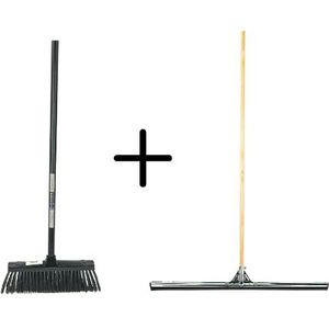 Synx Tools Binnenbezem Zwart + Vloertrekker 75cm met Steel 150cm - Kam