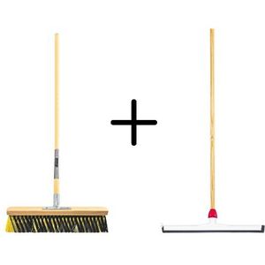 Synx Tools Binnenbezem 40cm La Crema + Vloertrekker Kunststof 55cm met