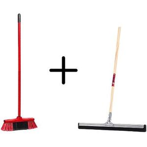 Synx Tools Binnenbezem Rood + Vloertrekker 35cm met Steel 120cm - Kame