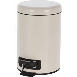 Creme witte vuilnisbak/pedaalemmer 3 liter van 17 x 25 cm - Badkameraccessoires - Toiletaccessoires - Kleine prullenbakken