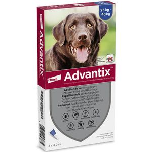 6 Pipetten x 4 ml Advantix 400/2000 Spot-on Solution voor Honden 25-40kg - BE