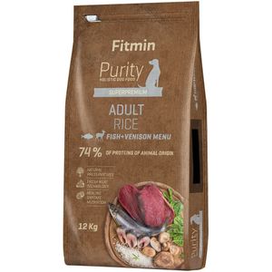 12 kg Fitmin dog Purity Adult Rijst Vis & Wild droog hondenvoer