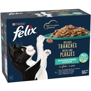 12x80g Ocean-selectie in Gelei Felix Heerlijke Plakjes Kattenvoer