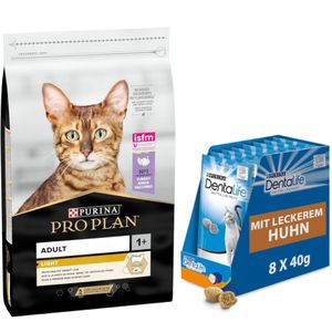 10 kg PURINA PRO PLAN  8 x 40 g Dentalife Dagelijkse tandverzorgingssnacks gratis! - Light Adult rijk aan Kalkoen