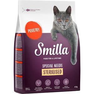 3  1 kg gratis! Smilla Adult Kattenvoer - Adult Sterilised (4 kg)