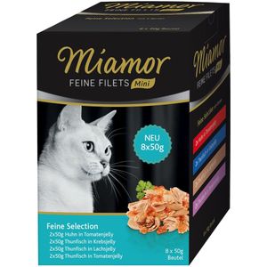 8x50g Fijne Filets Mini Maaltijdzakjes Multibox Fijne Selectie Miamor Kattenvoer