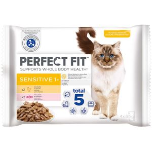 Perfect Fit Sensitive 1  Kattenvoer - Mixpakket: Kip en Zalm 4 x 85 g