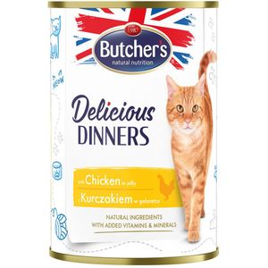 24x 400g Butcher's Delicious Dinners kattenvoer met kip natvoer