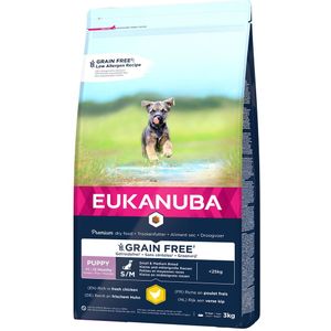 3kg Eukanuba Grain Free Puppy Small / Medium Breed Kip Hondenvoer droog