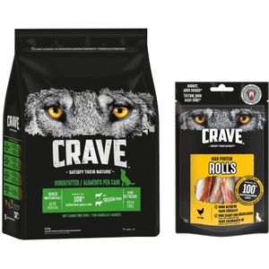 Crave Adult droogvoer  Protein Rolls 8 x 50 g - Adult met Lam & Rund 2,8 kg  Protein Rolls (8 x 50 g )