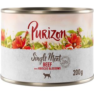 6 x 200 g / 400 g Purizon Adult voor een probeerprijs! - Single Meat: Rundvlees met hibiscusbloemen (6 x 200 g)
