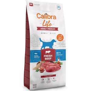 12kg Calibra Life Adult Medium Breed met vers rundvlees hondenvoer droog