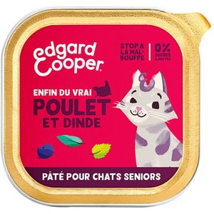 85g Edgard & Cooper Senior Kat paté graanvrij kip & kalkoen natvoer voor katten