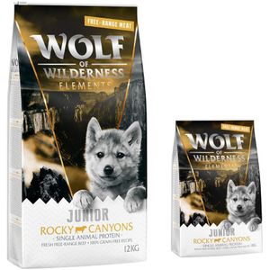 12  14 kg Wolf of Wilderness droogvoer - Junior Rocky Canyons - Scharrelrund - 12  14 kg