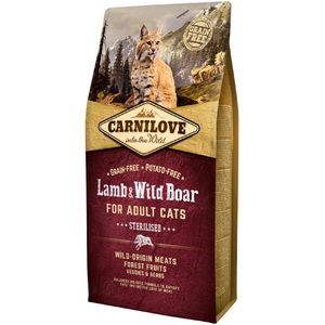 6kg Lamb & Wild Boar for Adult Cats Sterilised Graanvrij Carnilove Kattenvoer
