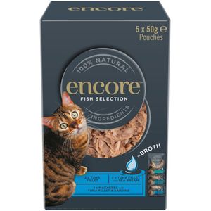 5x 50g Encore Cat Zakjes in Bouillon Visselectie (3 soorten) Nat kattenvoer