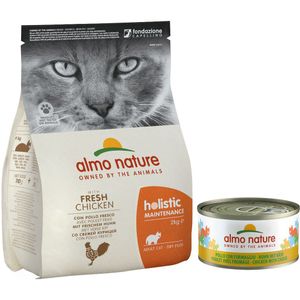 6 x 70 g  Almo Nature Holistic 2 kg Holistic kip & rijst  6 x 70 g Legend kip me  Kattenvoer