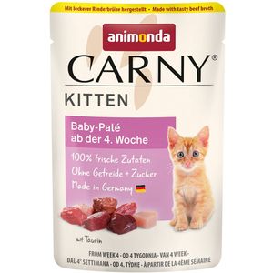 12x 85g animonda Carny Kitten Pouch Baby-Paté met runderbouillon nat kattenvoer