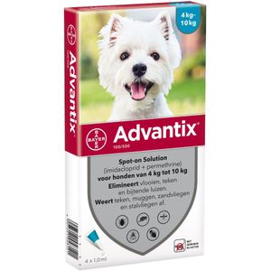 4 Pipetten Advantix® 100/500 voor honden van 4-10kg - NL