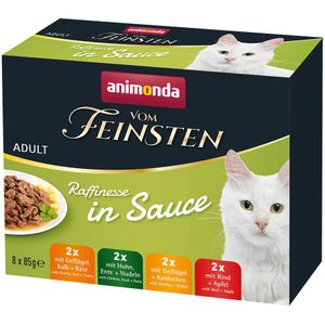 8 x 85 g animonda Vom Feinsten Adult Raffinesse in Sauce Gemengd Pakket Kattenvoer Nat