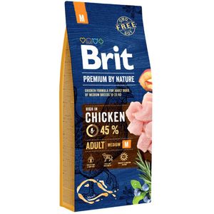 15 kg Brit Premium by Nature Adult M droog hondenvoer