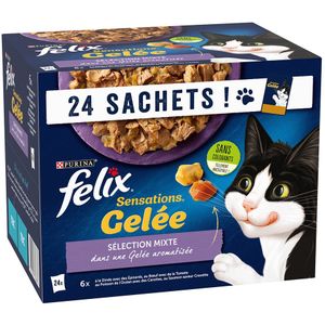 24x85g Gemende smaakvariaties in gelei Felix Kattenvoer