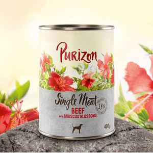 Purizon Enkel Blik 400 g - NIEUW Enkelvoudig vlees: Rundvlees met hibiscusbloemen