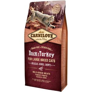 6kg Duck & Turkey for Large Breed Cats Muscles, Bones, Joints Carnilove Kattenvoer