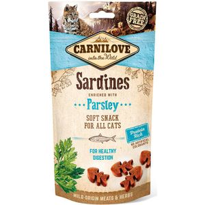 Carnilove Halfvochtige Kattensnoepjes Sardientjes, Peterselie - 50 g