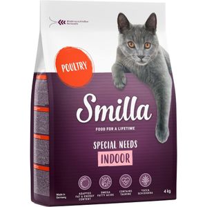 3  1 kg gratis! Smilla Adult Kattenvoer - Adult Indoor (4 kg)