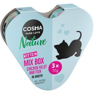 3x70g Nature Kitten Hart-Box Met 3 Verschillende Soorten Cosma Kattenvoer