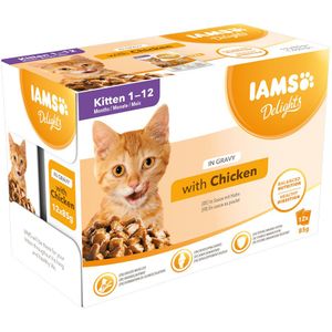 12x85g Kitten met Kip in Saus IAMS Delights Kattenvoer