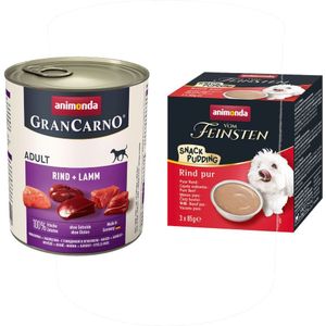 animonda GranCarno 24 x 800g  animonda Pudding gratis! - Rund & Lam (24 x 800 g)  Snack Pudding Rund Puur (3 x 85 g)