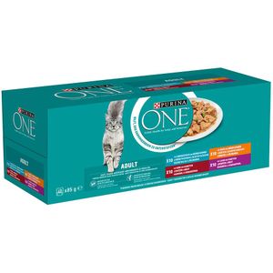 40x 85g Gemengd Pakket Purina One Adult Cat Gemengd Selectie Kattenvoer Nat