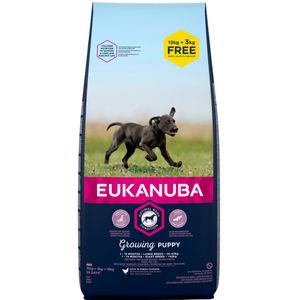 15 kg  3 kg gratis! 18 kg Bonusbag Eukanuba Hondenvoer - Puppy Large Breed