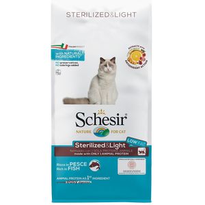 10kg Sterilized & Light met Vis Schesir Kattenvoer