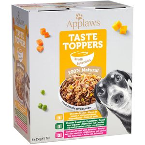 8x156g Applaws Taste Toppers in Bouillon Probeerpakket Hondenvoer nat