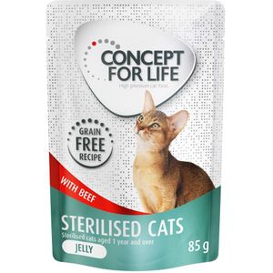 Concept for Life graanvrij 12 x 85 g Kattenvoer voor een probeerprijs! - Sterilised Cats Rund in Gelei