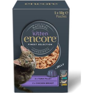 5x 50g Encore Kitten Jelly Zakjes Fijnste selectie (2 soorten) Katten Natvoer
