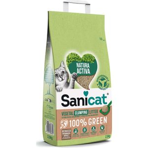 2,5 kg Sanicat Natura Activa 100% Green kattenbakvulling