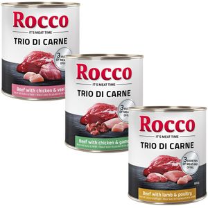 Rocco Trio di Carne Gemengd Probeerpakket 6 x 800 g Hondenvoer - Mix met drie soorten