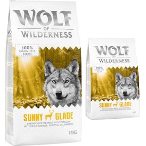 12 2kg Gratis! 14kg Sunny Glade Hert Wolf of Wilderness Hondenvoer